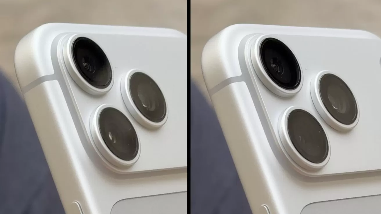 The iPhone 18 Pro features a variable aperture main camera. The bottom lens is open in the left photo, and more closed in the right photo