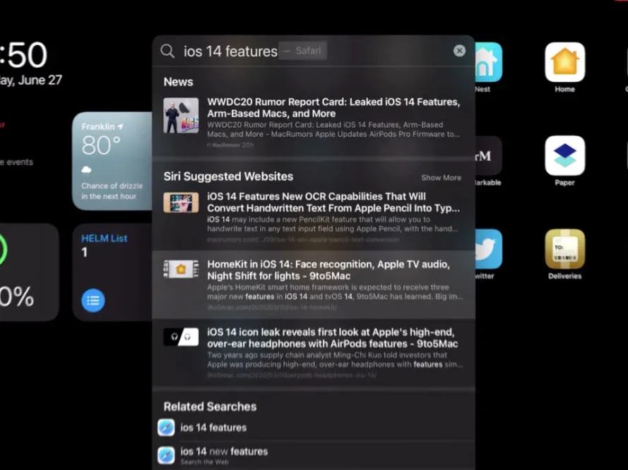 Apple Search Engine iOS 14 Result